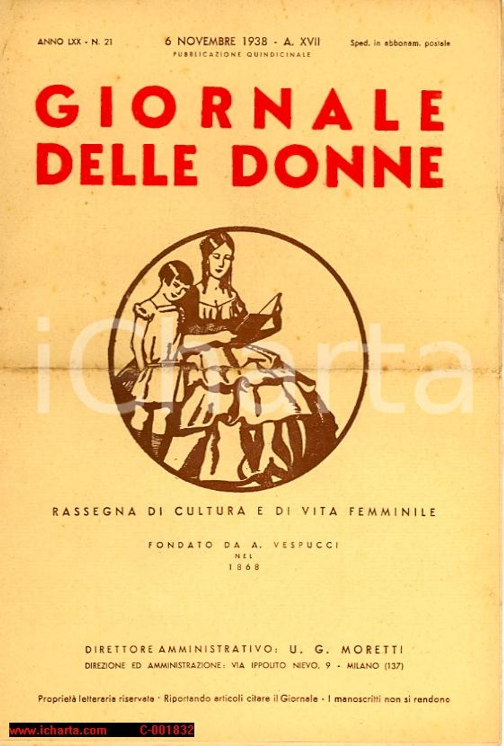Giornale, rivista storica 1938 IL GIORNALE DELLE DONNE Poesia Tre cime di Lavaredo - Rivista 1
