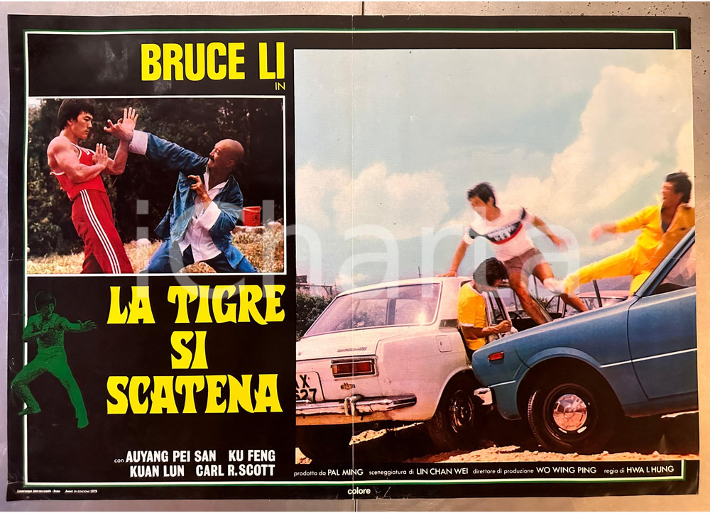 Materiale cinematografico d’epoca 1979 Bruce LEE La tigre si scatena - Fotobusta ARTI MARZIALI 65x45 cm 1