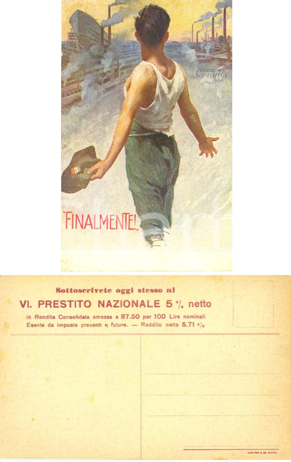 Cartolina originale da collezione 1918 ca WW1 VI prestito nazionale FINALMENTE! *Cartolina ill. M. BORGONI FP NV 1
