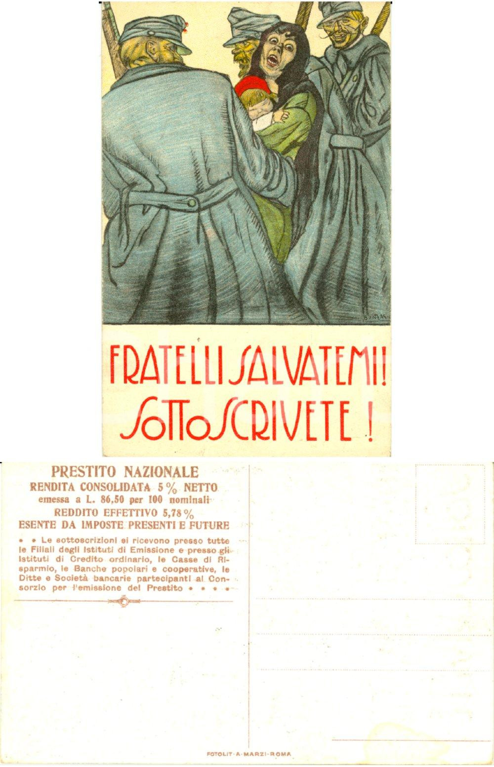 Cartolina originale da collezione 1918 ca WW1 Prestito nazionale FRATELLI SALVATEMI Cartolina ill. A. BONZANI 2 1