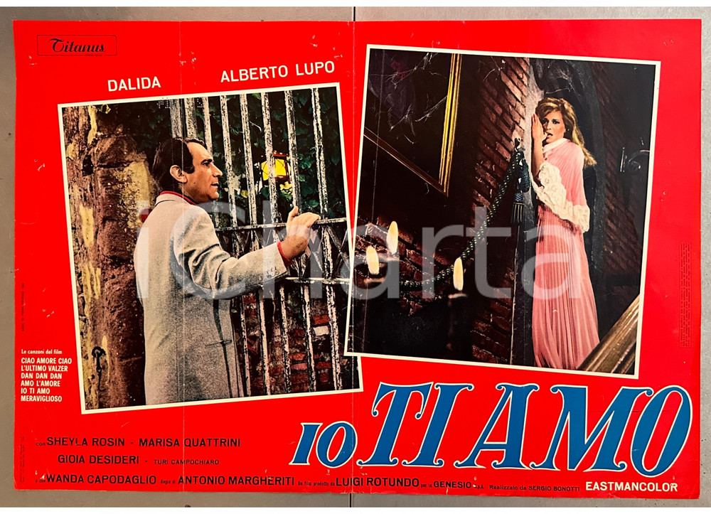 Materiale cinematografico d’epoca 1968 DALIDA Alberto LUPO Io ti amo  Fotobusta MUSICARELLO 65x45 cm 1