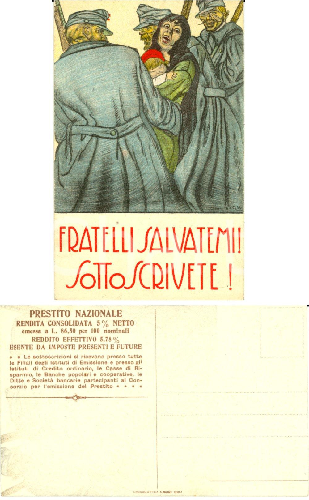 Cartolina originale da collezione 1918 ca WW1 Prestito nazionale FRATELLI SALVATEMI Cartolina ill. A. BONZANI 1 1