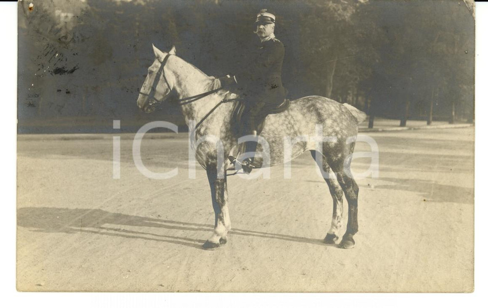 Fotografia d epoca originale 1913 TORINO Militare in divisa su un cavallo veramente ottimo FP VG 1