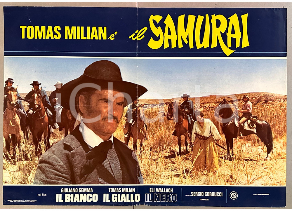 Materiale cinematografico d’epoca 1975 Giuliano GEMMA Tomas MILIAN Il bianco, il giallo, il nero  Fotobusta 1