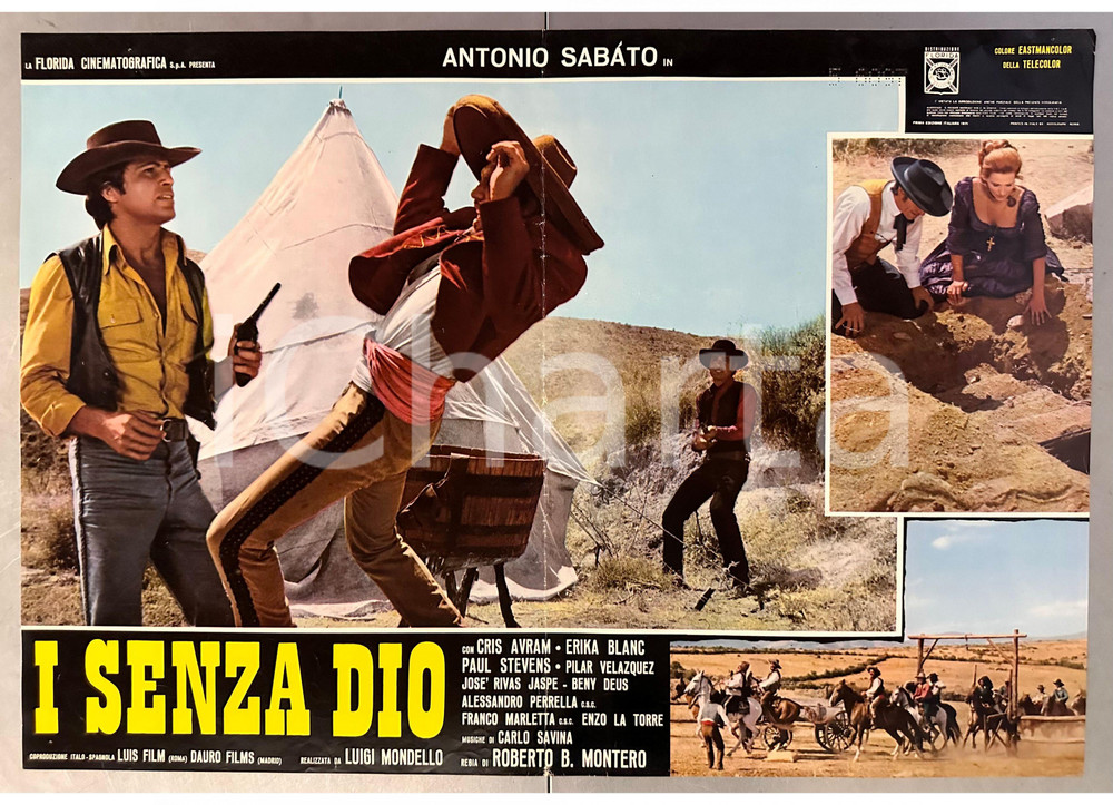 Materiale cinematografico d’epoca 1972 Roberto B. MONTERO I senza Dio - Antonio SABATO - Fotobusta WESTERN 1