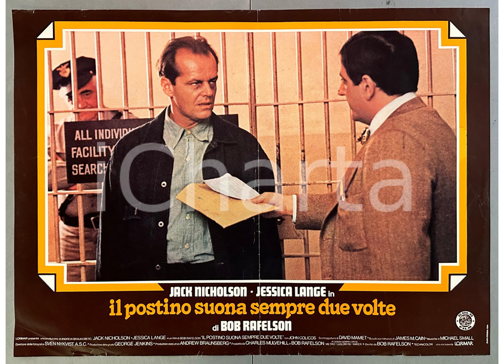 Materiale cinematografico d’epoca 1981 Jack NICHOLSON Il postino suona sempre due volte -  Fotobusta 1