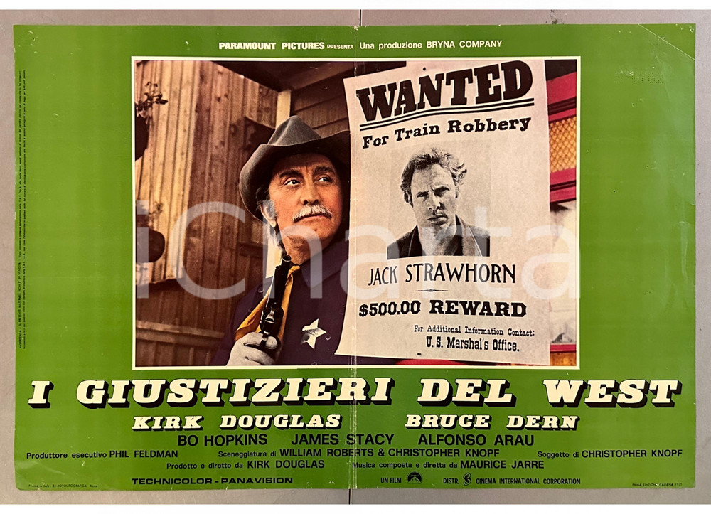 Materiale cinematografico d’epoca 1975 Kirk DOUGLAS Bruce DERN I giustizieri del West  Fotobusta WESTERN 1