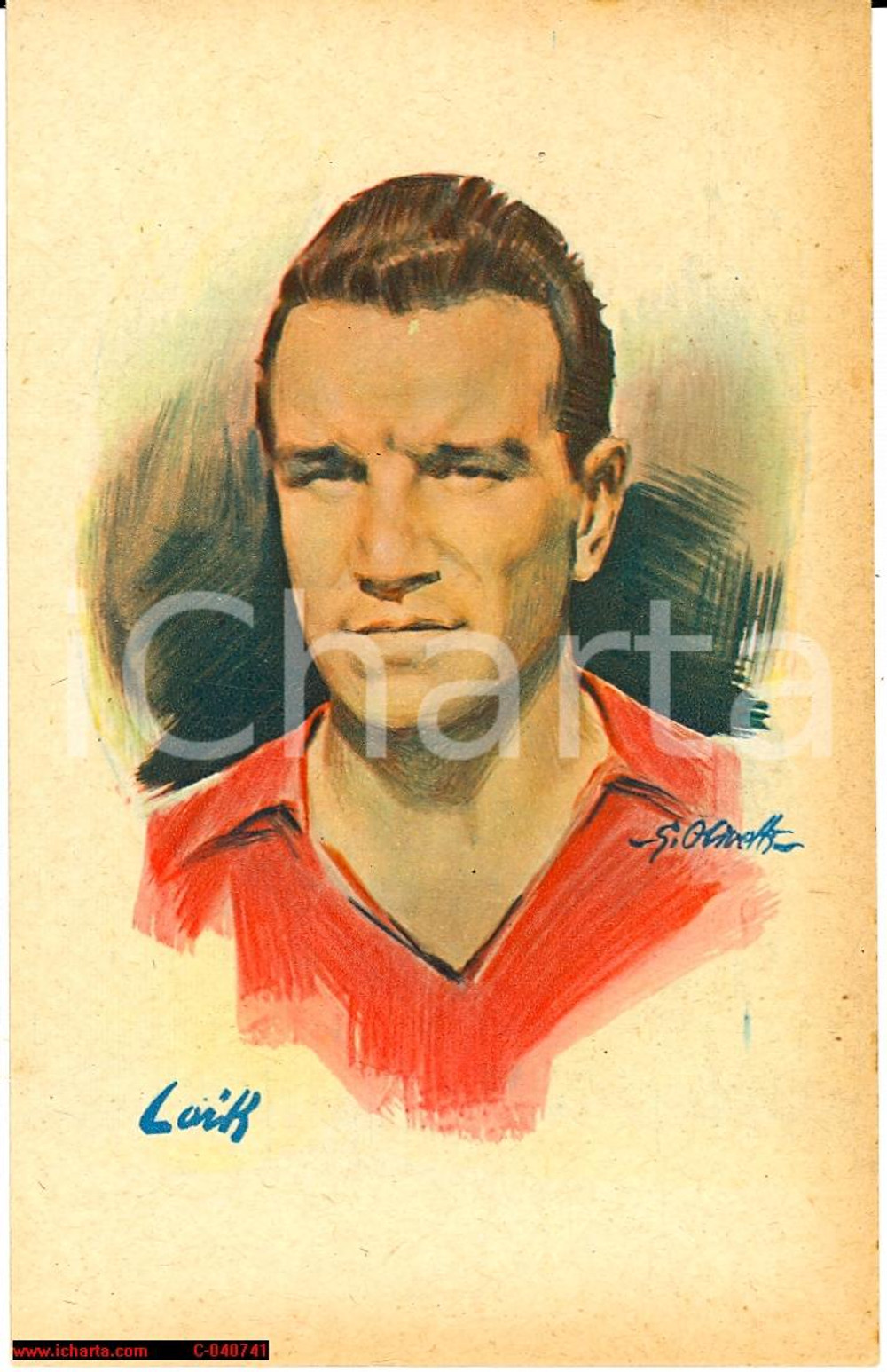 Cartolina originale da collezione 1948 Ezio Loik, calciatore del Grande Torino NV 1