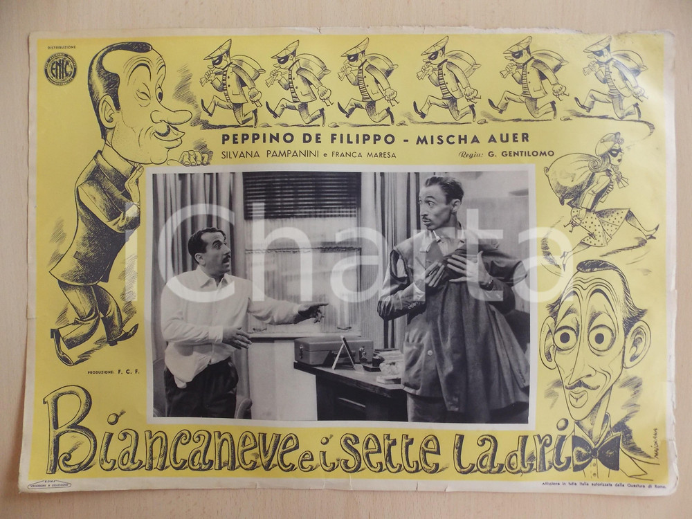 Materiale pubblicitario d’epoca 1949 BIANCANEVE E I SETTE LADRI Peppino DE FILIPPO Mischa AUER Locandina 1