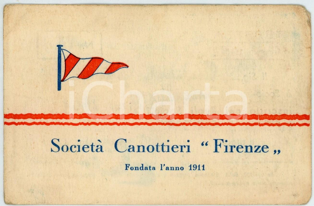 Oggetto da collezione cartaceo 1952 FIRENZE Società canottieri Firenze  Tessera di Gastone PICCHIANTI 1