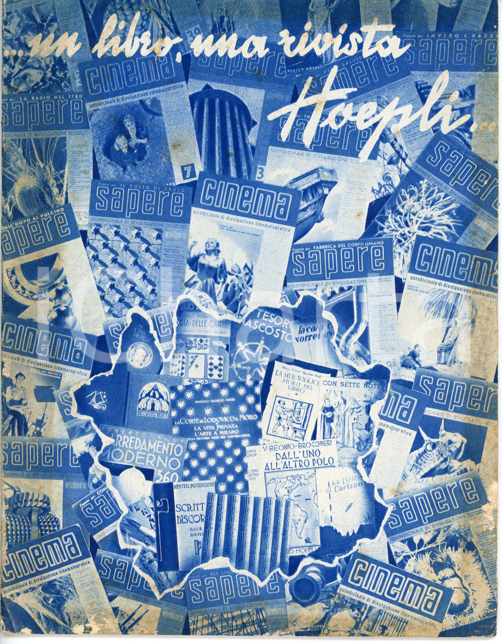 Materiale pubblicitario d’epoca 1936 MILANO Ulrico HOEPLI Editore ...un libro, una rivista Catalogo ILLUSTRATO 1