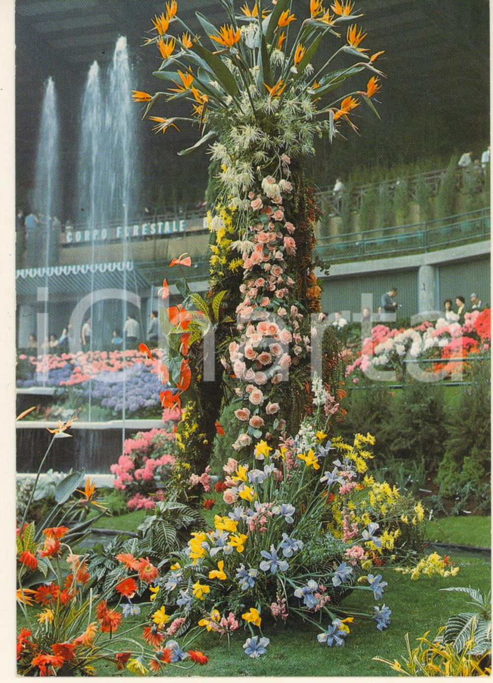 Cartolina originale da collezione 1986 GENOVA Fiera EUROFLORA Colonna floreale Cartolina FG NV 1