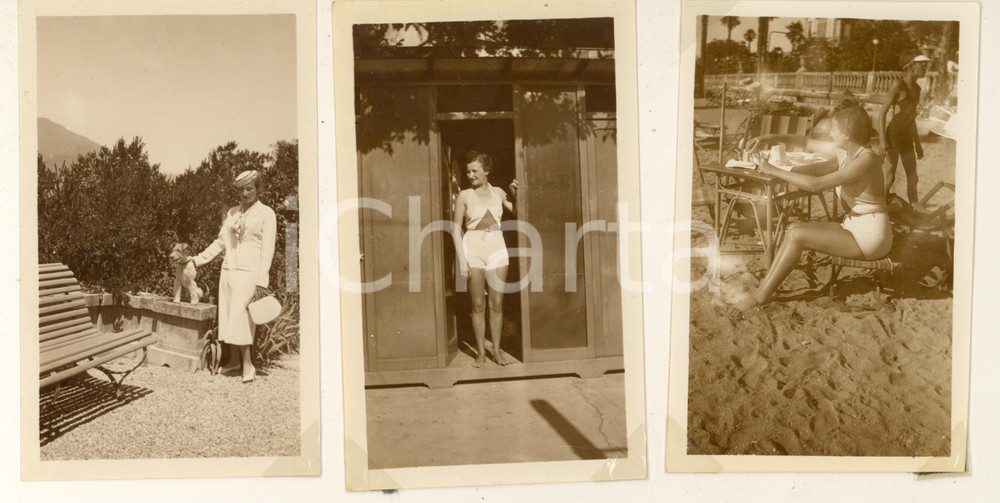 Fotografia d epoca originale 1935 BELLAGIO CO Grand Hotel  Donna in vacanza Lotto 3 foto 11x7 cm 1