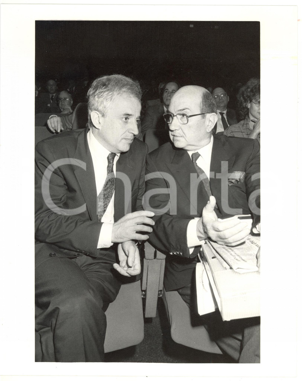 Fotografia d epoca originale 1987 MILANO  ICE Presidente Marcello INGHILESI con Massimo MANCINI Foto 20x25 1