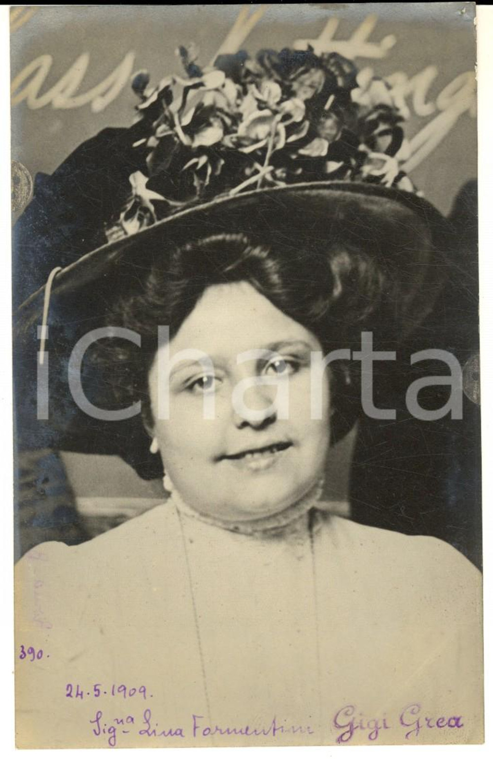 Fotografia d epoca originale 1909 ROMA BERLITZ SCHOOL Ritratto di Lina FORMENTINI  Fotocartolina 1