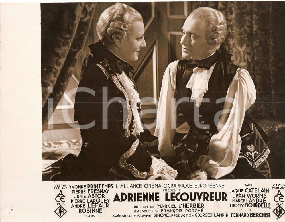 Fotografia d epoca originale 1938 ADRIENNE LECOUVREUR Yvonne PRINTEMPS Pierre FRESNAY Foto di scena 1