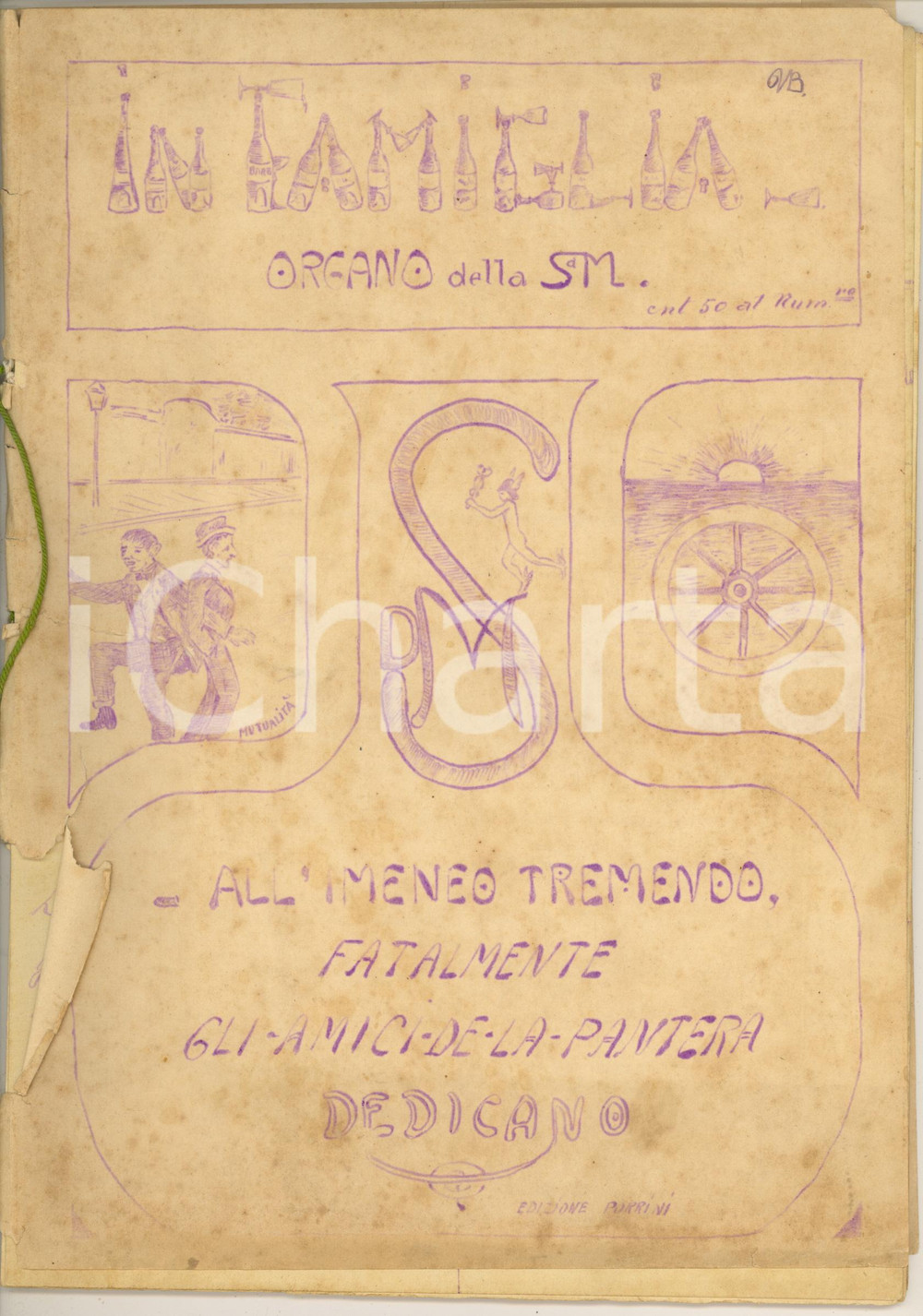 Giornale, rivista storica 1909 MILANO  IN FAMIGLIA  Una barba maledetta Rivista CURIOSA goliardica 1