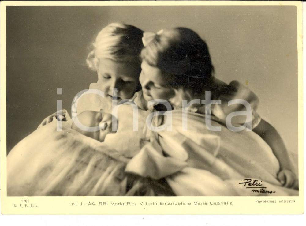 Cartolina originale da collezione 1940 SAVOIA Principi Maria Pia, Vittorio Emanuele e Maria Gabriella Cartolina 1