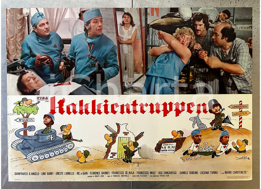 Materiale cinematografico d’epoca 1977 KAKKIENTRUPPEN Lino BANFI Gianfranco D ANGELO Ric e Gian  Lobby card 1