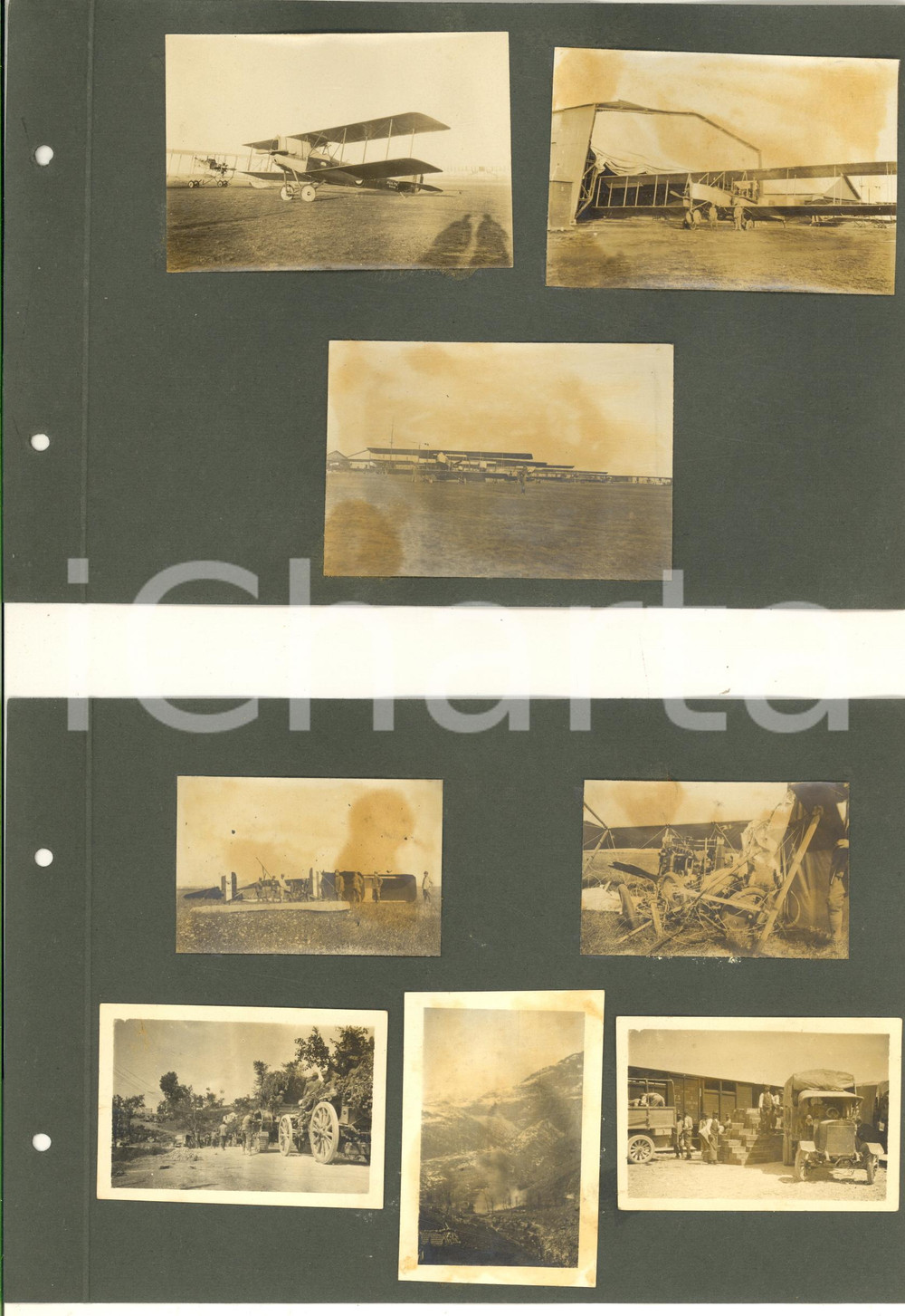 Fotografia d epoca originale 1915 ca WW1 VENETO Campo di aviazione e colonna trasporti  Lotto 8 foto 1