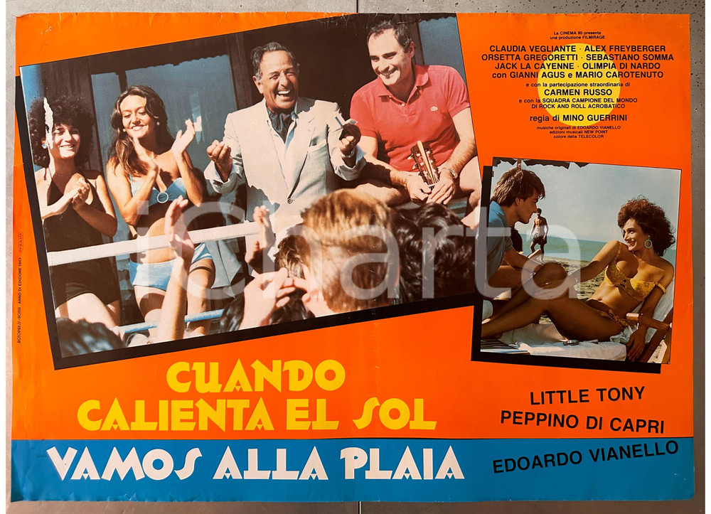 Materiale cinematografico d’epoca 1983 Mino GUERRINI Cuando calienta el sol... vamos alla playa  Fotobusta 1