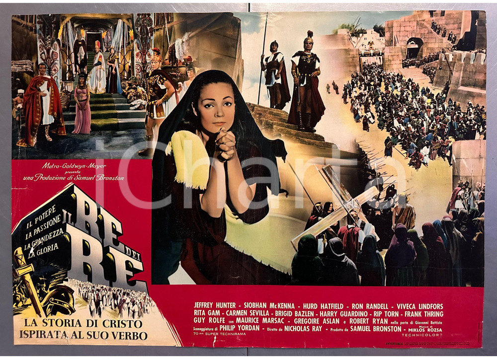 Materiale cinematografico d’epoca 1961 Il re dei re Jeffrey HUNTER Sioban McKENNA Fotobusta poster 68x48 cm 1