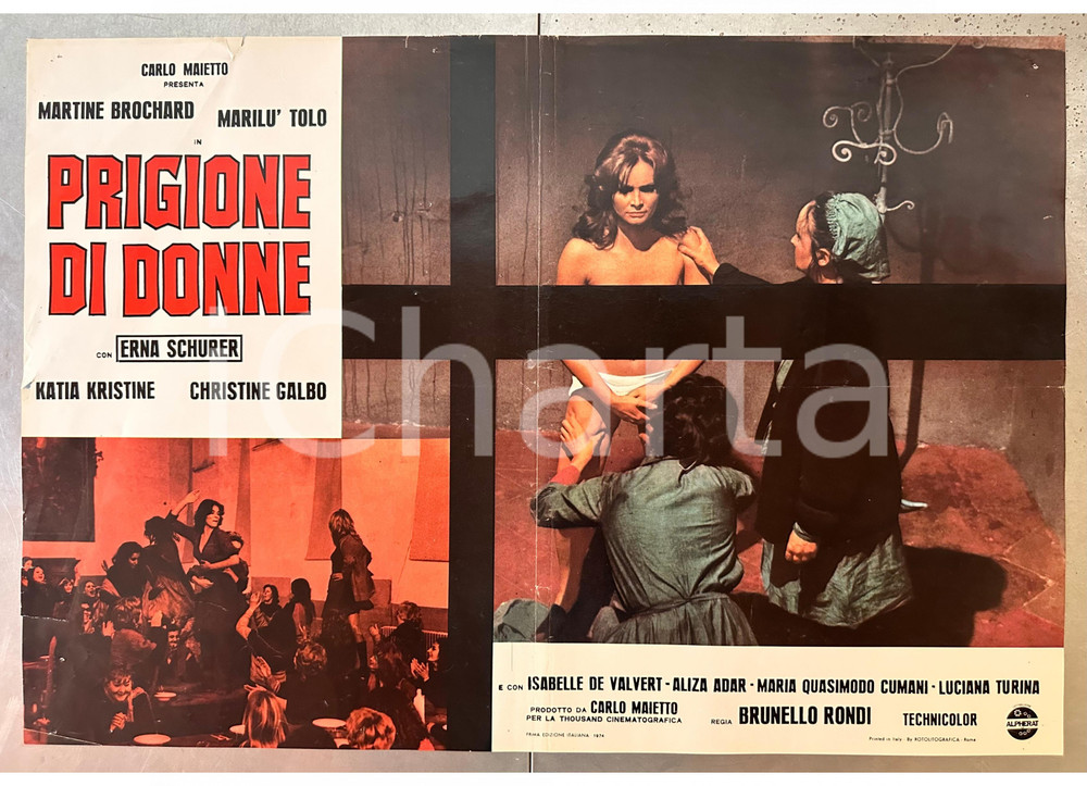 Materiale cinematografico d’epoca 1974 Brunello RONDI Prigione di donne Martine BROCHARD  Fotobusta poster 2 1