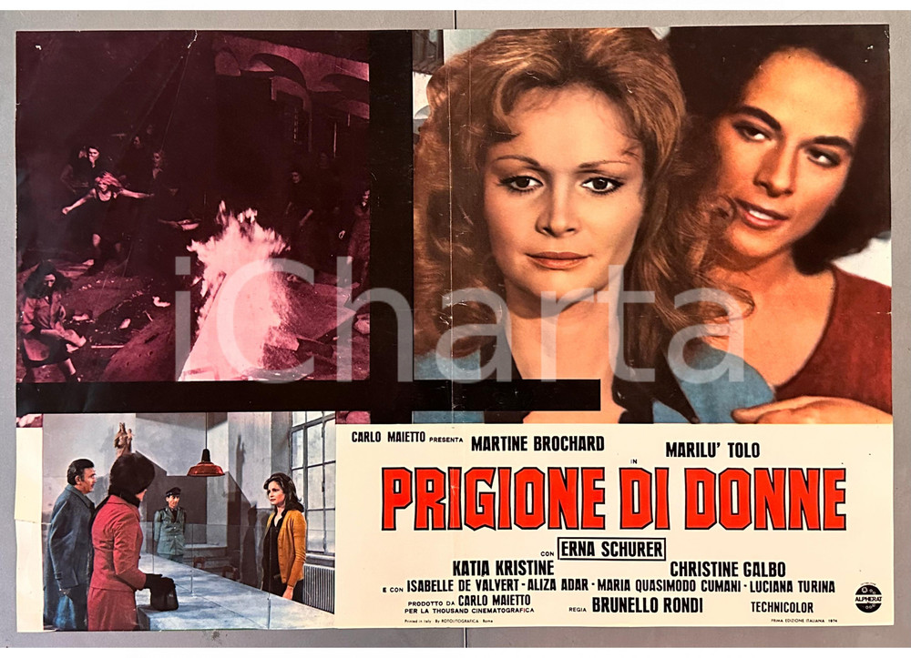 Materiale cinematografico d’epoca 1974 Brunello RONDI Prigione di donne Martine BROCHARD  Fotobusta poster 3 1