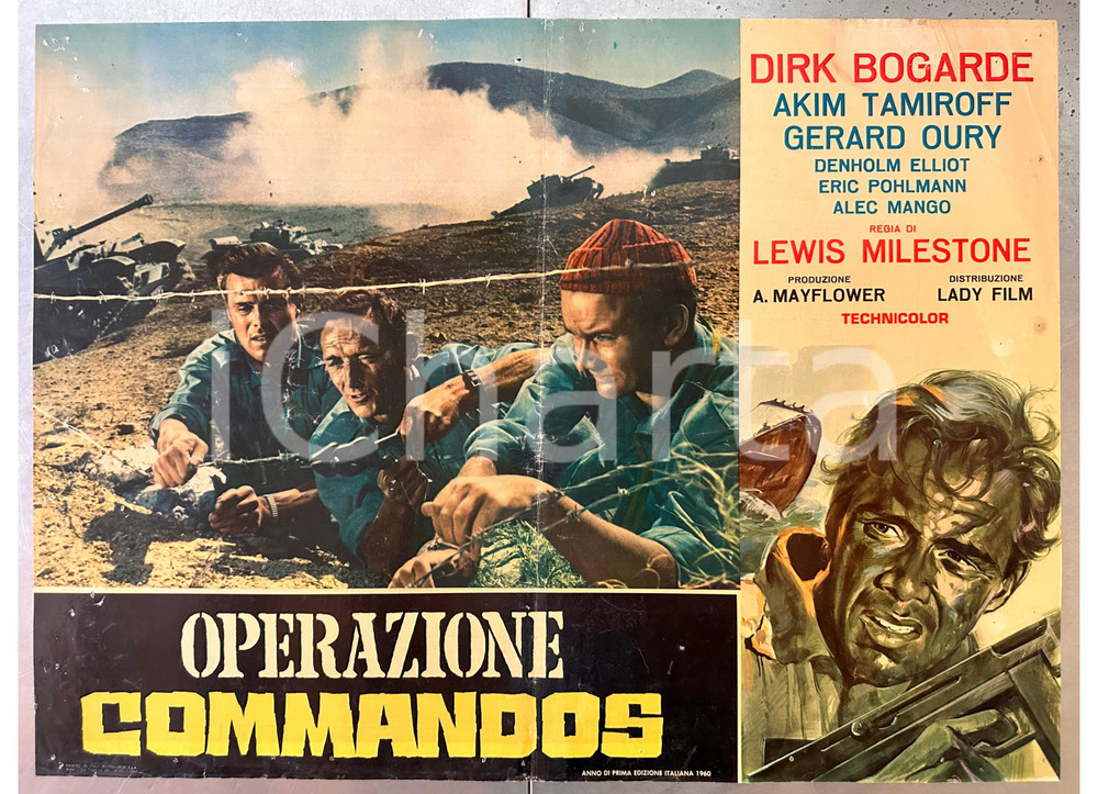 Materiale cinematografico d’epoca 1954 Lewis MILESTONE Operazione Commandos Dirk BOGARDE Fotobusta poster 1