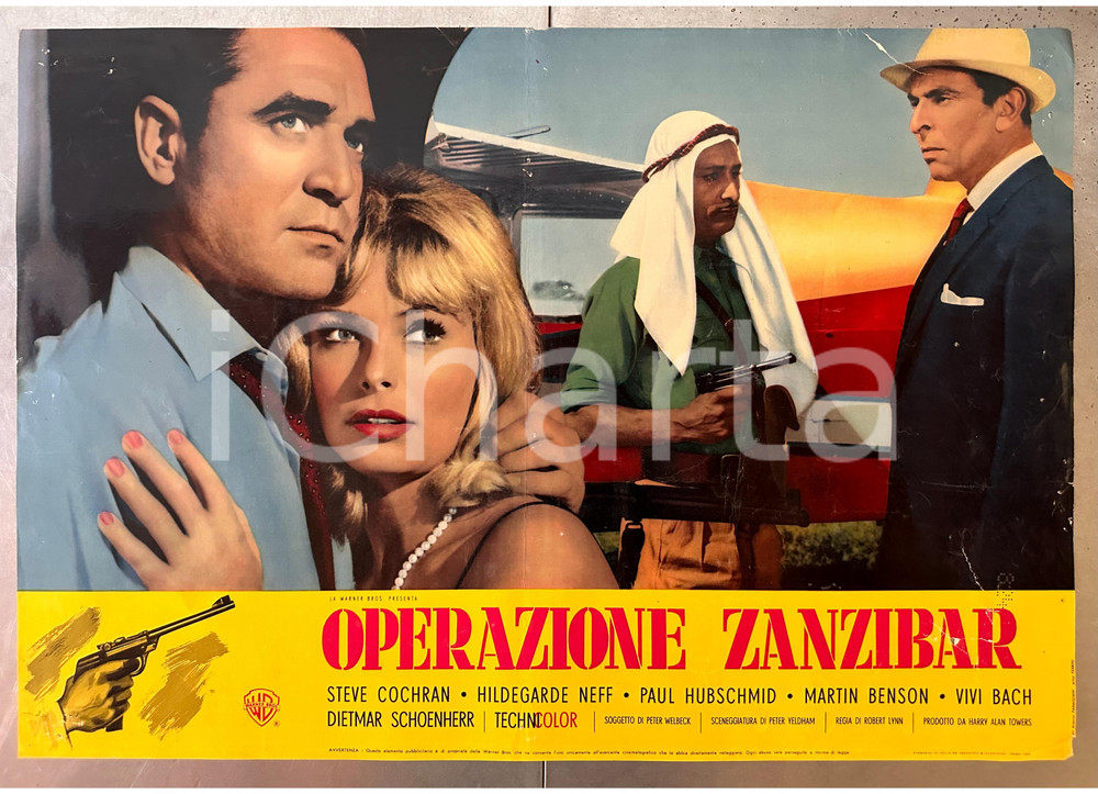 Materiale cinematografico d’epoca 1965 Robert LYNN Operazione Zanzibar Steve COCHRAN Hildegarde NEFF  Fotobusta 1