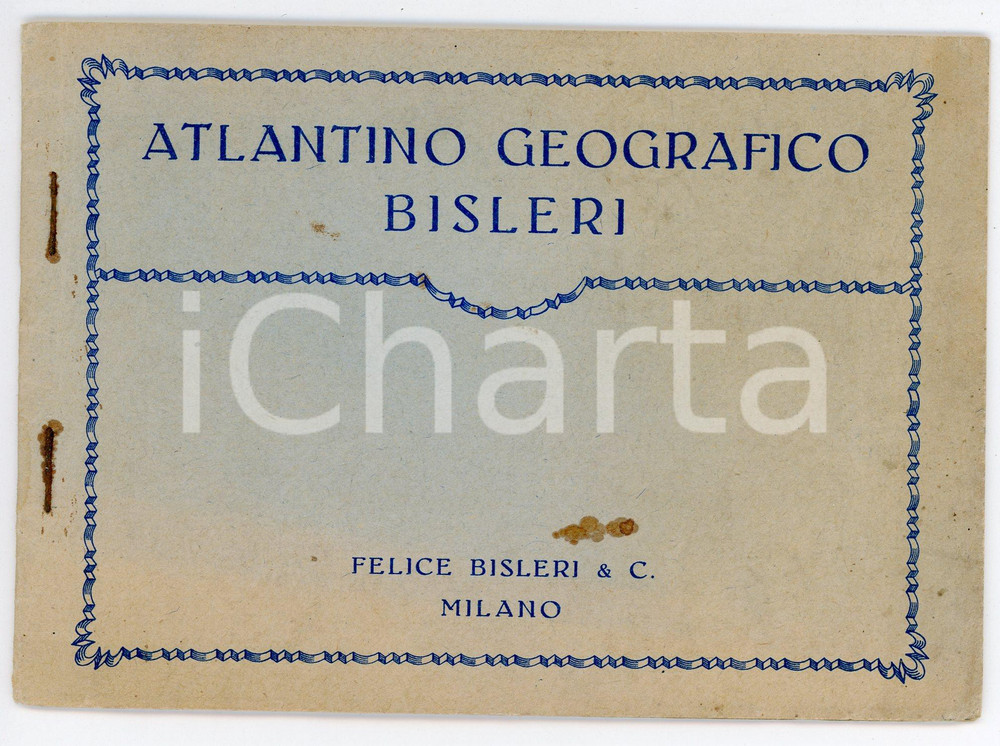 Materiale pubblicitario d’epoca 1935 ca MILANO Felice BISLERI Atlantino geografico Bisleri  Pubblicazione 1