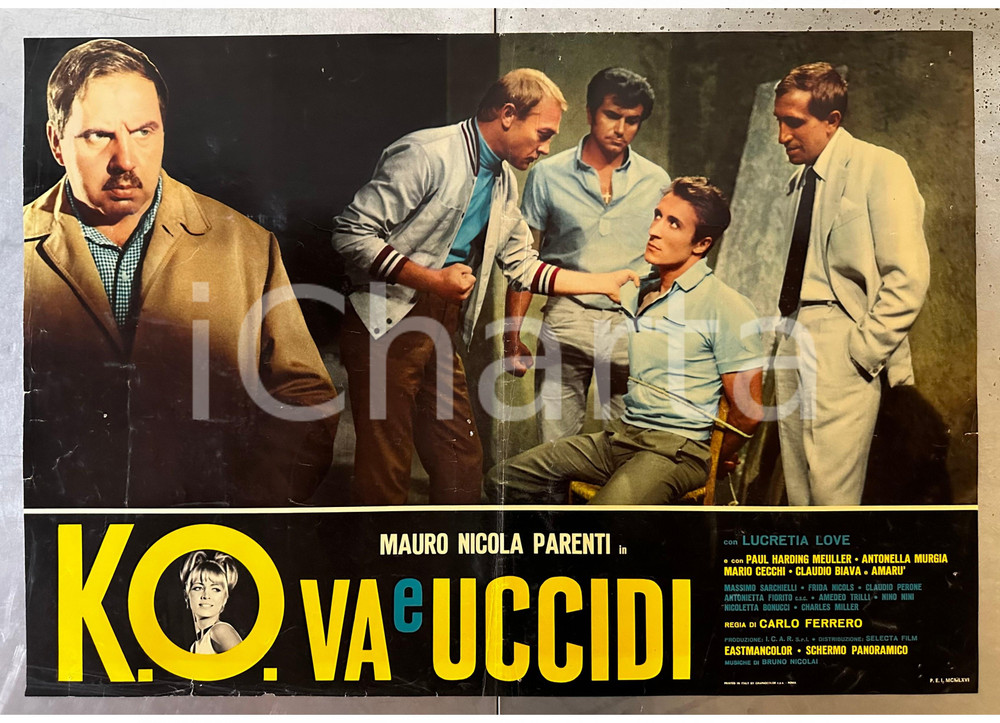 Materiale cinematografico d’epoca 1966 K.O. VA E UCCIDI Mauro Nicola PARENTI Lucretia LOVE Lobby card poster 2 1