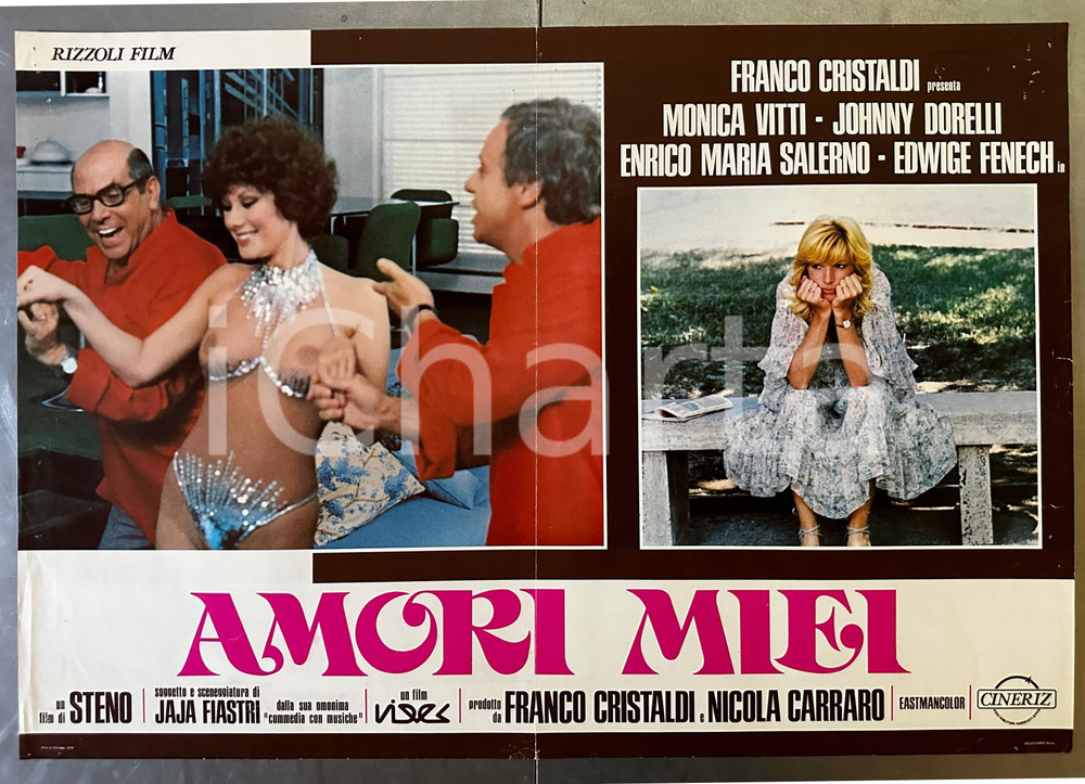 Materiale cinematografico d’epoca 1978 AMORI MIEI Edwige FENECH Monica VITTI Johnny DORELLI Lobby card poster 1
