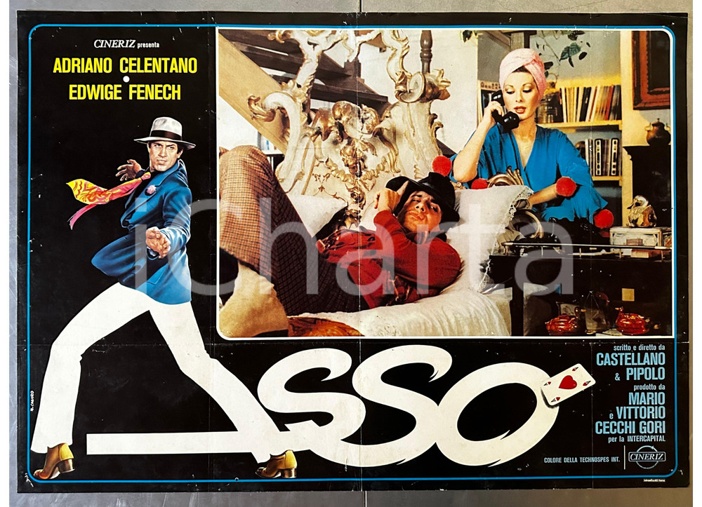 Materiale cinematografico d’epoca 1981 ASSO Adriano CELENTANO Edwige FENECH Castellano e Pipolo  Lobby card 1