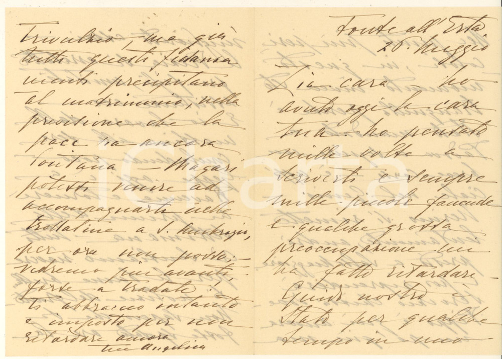 Autografo originale 1917 ? FIRENZE FONTALLERTA Lettera Angelica PASOLINI DALL ONDA Autografo 1