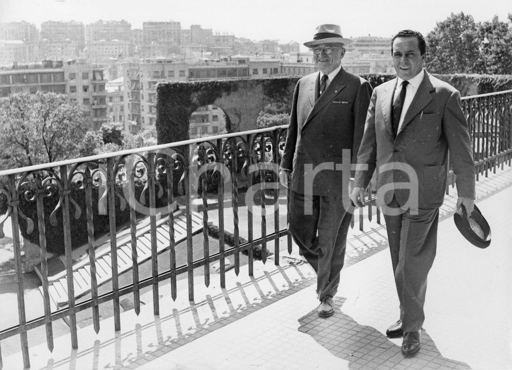 Fotografia d epoca originale 1958 GENOVA Harry TRUMAN in visita con il marchese Giuseppe LERCARO Foto 1 1