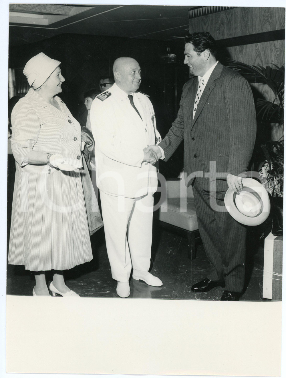 Fotografia d epoca originale 1961 GENOVA T/N Cristoforo Colombo  Tenore Ferruccio TAGLIAVINI Foto 18x19 3 1