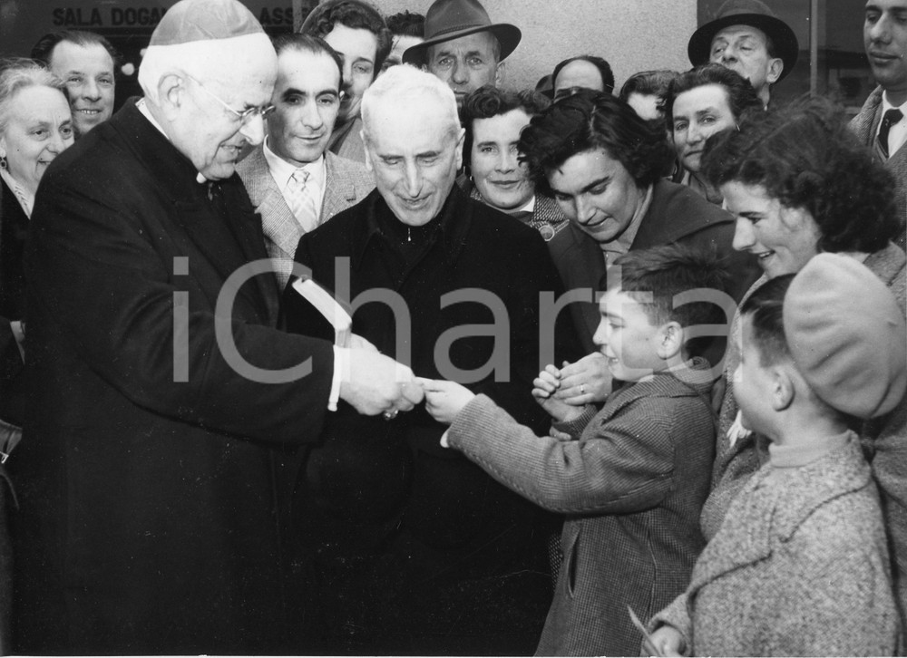 Fotografia d epoca originale 1956 GENOVA Partenza Cardinale Santiago Luis COPELLO Foto vintage 24x18 cm 1