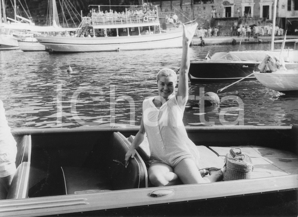 Fotografia d epoca originale 1959 PORTOFINO Attrice Esther WILLIAMS in vacanza  Foto vintage 24x18 cm 1 1