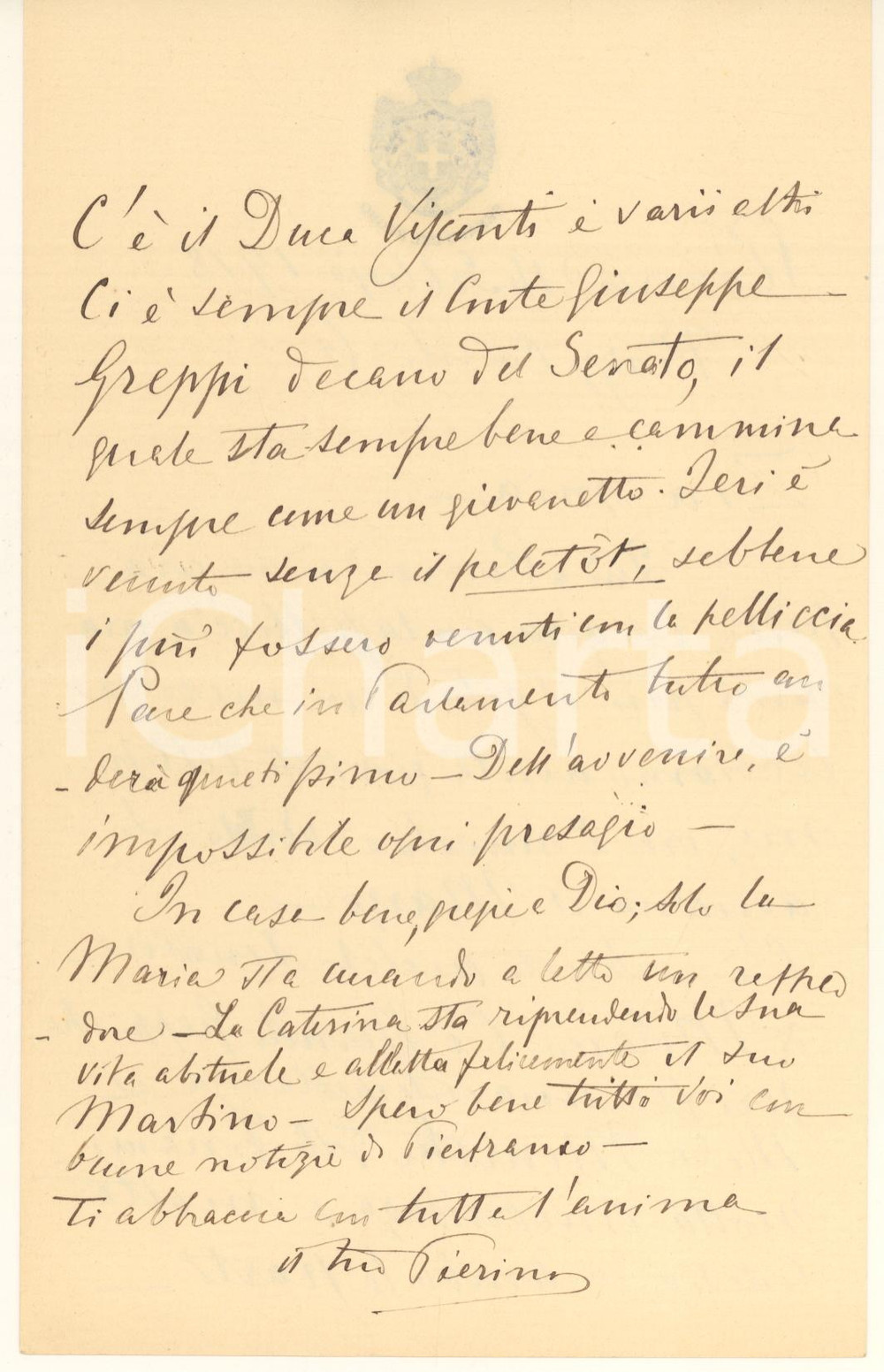 Autografo originale 1918 ROMA Pier Desiderio PASOLINI  Senatori di Milano in Parlamento Autografo 1