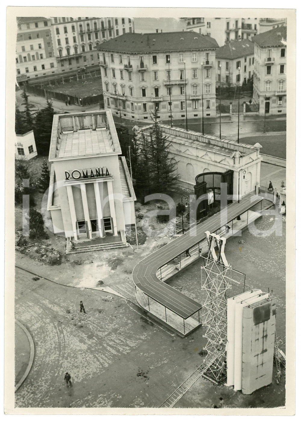 Fotografia d epoca originale 1939 MILANO Costruzione FIERA CAMPIONARIA Padiglione della Romania  Foto 1
