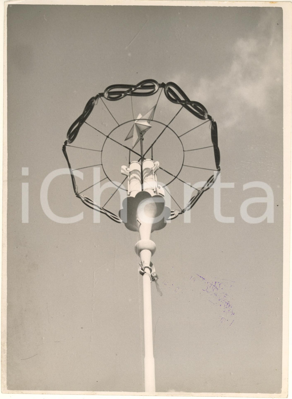 Fotografia d epoca originale 1934 MILANO Visita di Mussolini  Albero luminoso in Piazza Duomo Foto 1