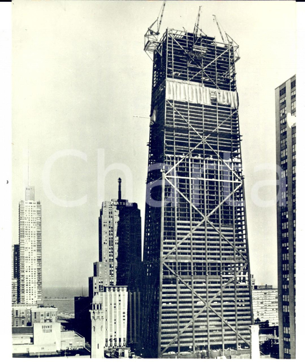 Fotografia d epoca originale 1968 CHICAGO Costruzione di un grattacielo di cento piani Foto 13x18 cm 1