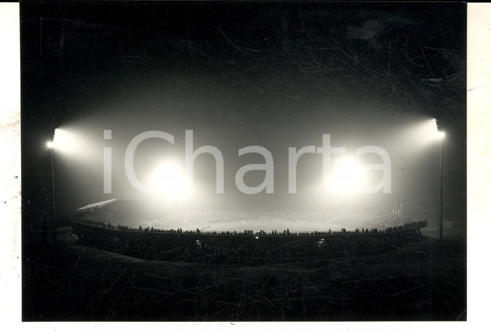 Fotografia d epoca originale 1966 BRESCIA Stadio RIGAMONTI Illuminazione serale con lampade allo XENON Foto 1