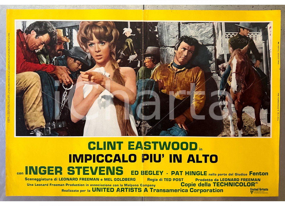 Materiale cinematografico d’epoca 1968 Clint EASTWOOD Inger STEVENS Impiccalo più in alto Fotobusta WESTERN 1
