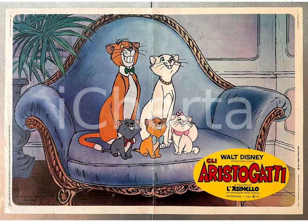 Materiale cinematografico d’epoca 1971 WALT DISNEY Gli Aristogatti Fotobusta poster ANIMAZIONE 65x45 cm 1 1