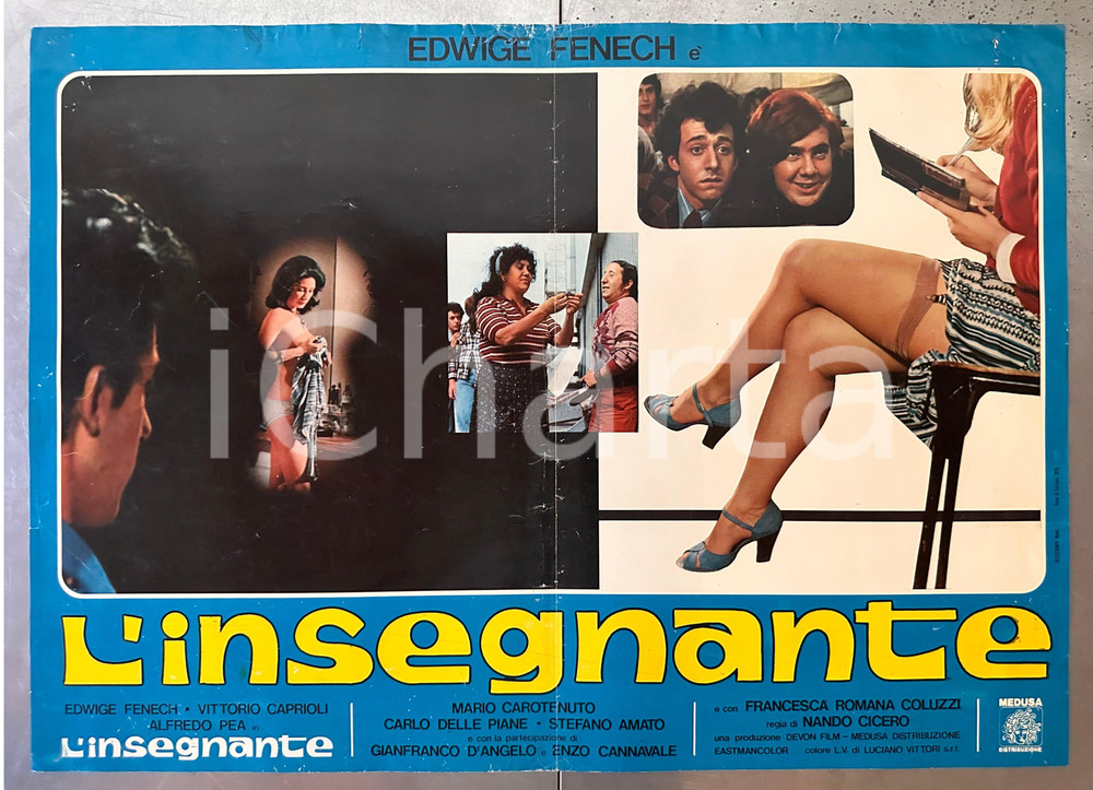 Materiale cinematografico d’epoca 1975 Edwige FENECH Vittorio CAPRIOLI Alfredo PEA L insegnante Fotobusta 1