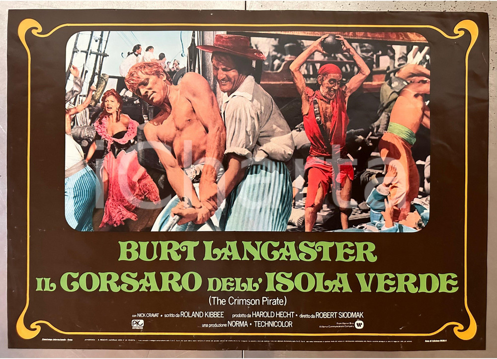 Materiale cinematografico d’epoca 1952 Burt LANCASTER Il corsaro dell isola verde  Fotobusta poster 65x45 cm 1