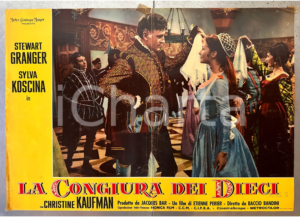 Materiale cinematografico d’epoca 1962 Stewart GRANGER Sylva KOSCINA La congiura dei Dieci Fotobusta 1