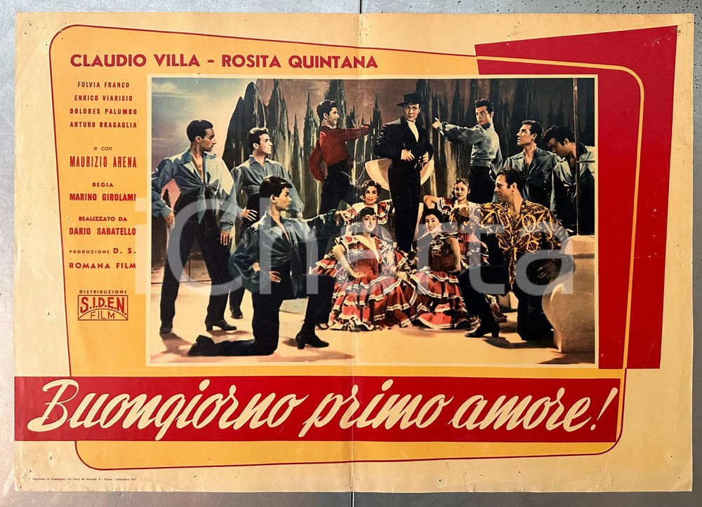 Materiale cinematografico d’epoca 1957 Claudio VILLA Rosita QUINTANA Buongiorno primo amore! Fotobusta 4 1